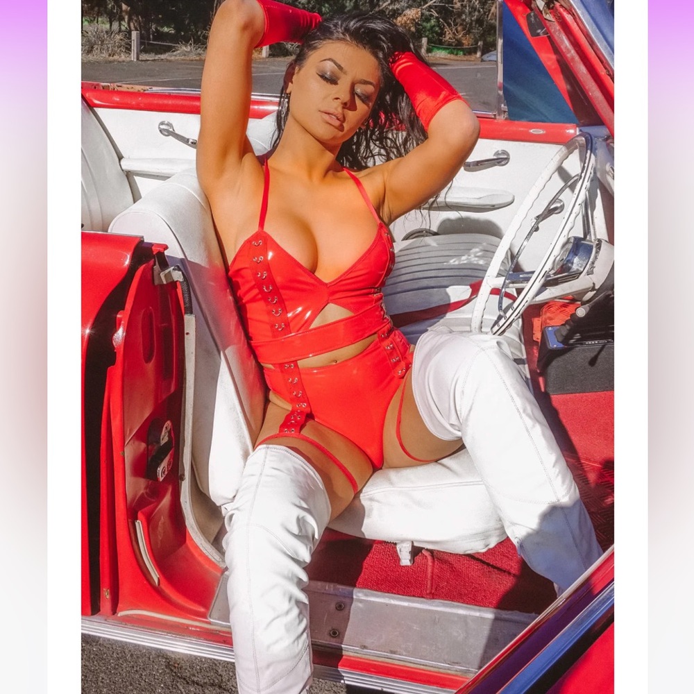 Coco Fields Boutique Heartbreaker Rave Festival bodysuit in Red size AU 8